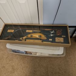 Old Shadow Box With Fishing  Dtuff In It