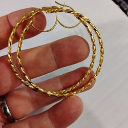 SILVER AND GOLD XL HOOPS,SILVER AND GOLD