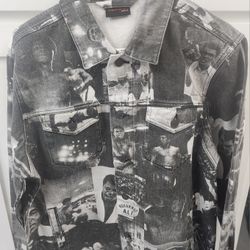 NEW Rare Diamond Supply Muhammad Ali Denim Jacket Black/White Mens Large Streetwear