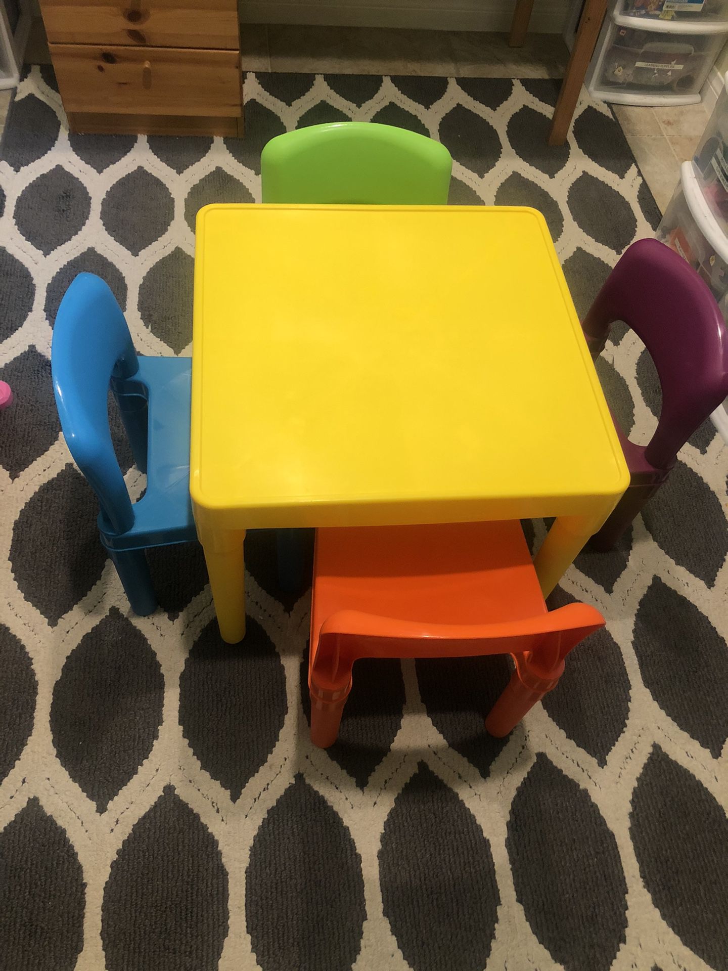 Plastic Kids Table and 4 Chairs Set
