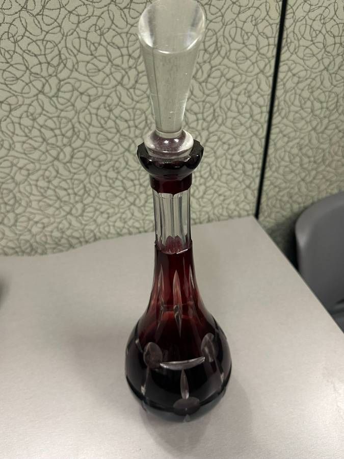 czechoslovakian red crystal engraved in glass wine - $100 (Hollywood)