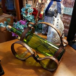 Unique Wrought Iron Wine Bottle Holder. 