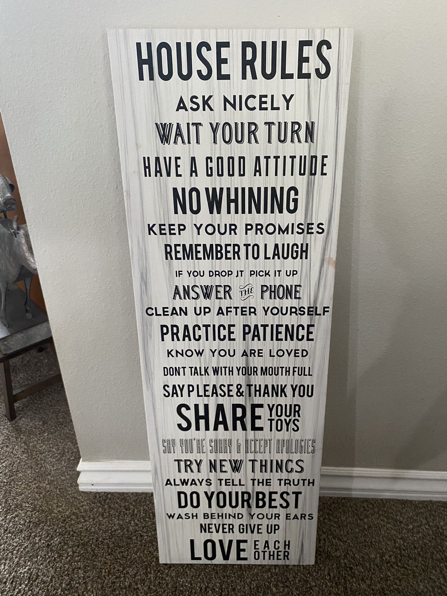 House Rules Canvas Walk Decor