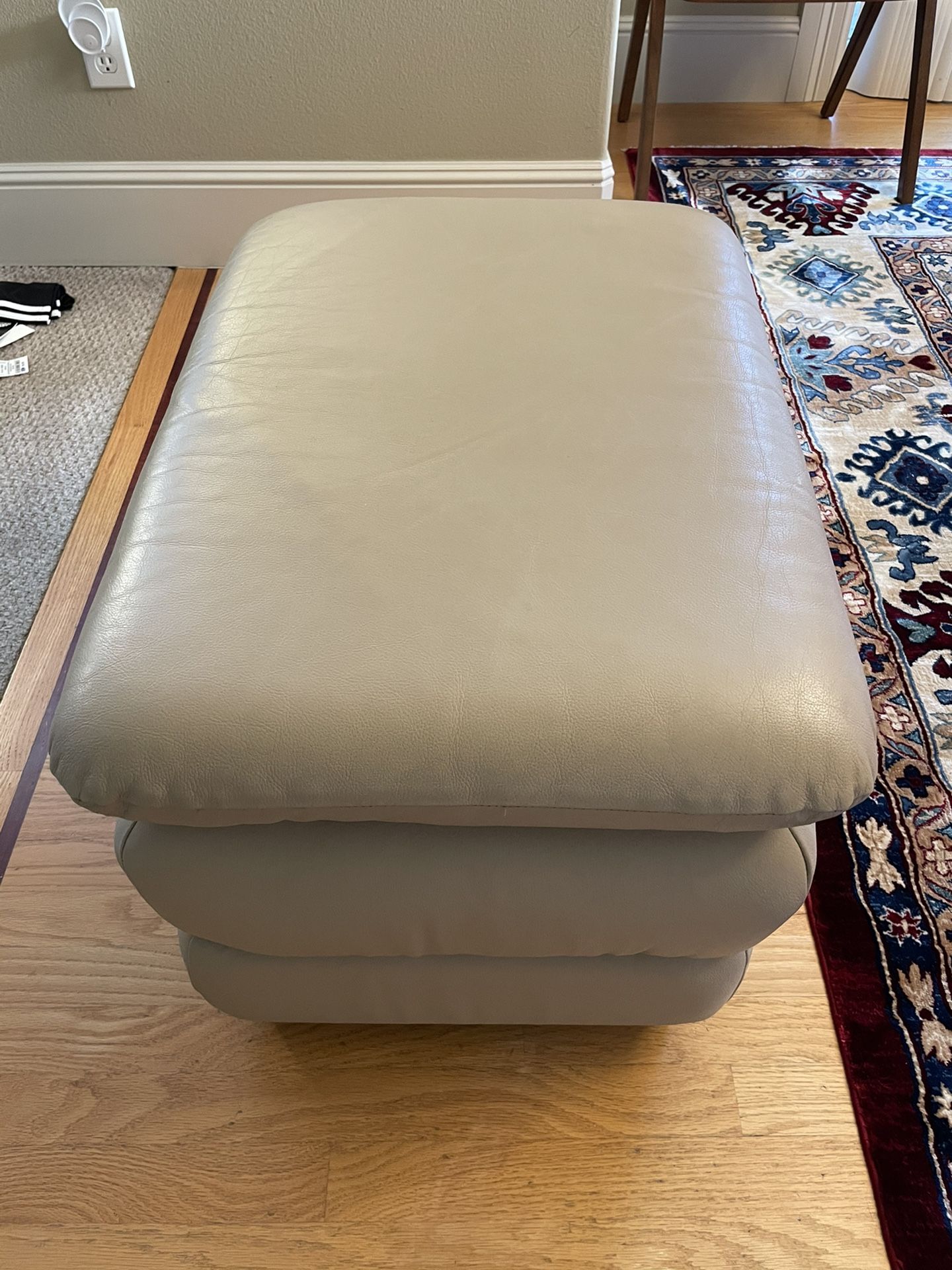 Beige Leather Ottoman