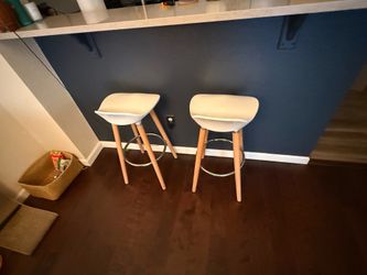Wooden and White Stools - Like New