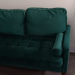 Loveseat Sofa 58" Green Velvet 