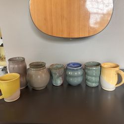 Set of 8 Handmade Pottery Mugs & Cups – Locally Made in Old Town Alexandria –