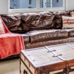 RH Leather 3-Cushion Sofa