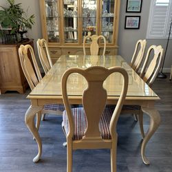 Ethan Allen Dining Table with Leaf + 6 Chairs – Solid Wood – Excellent Condition 