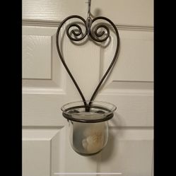 Hanging Metal Candle Holder With Magnolia Candle