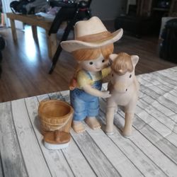 Cowgirl And Horse Set From Enesco