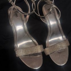 Elegant Silver Heels With Ankle Strap