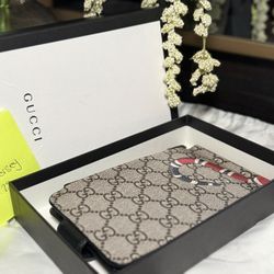 🐍 Gucci GG Supreme Kingsnake Long Wallet – Black/Grey 🐍