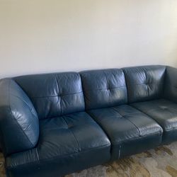 3 Seater Sofa In Teal Blue Leather