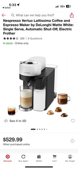 Nespresso Latissima coffee and espresso machine