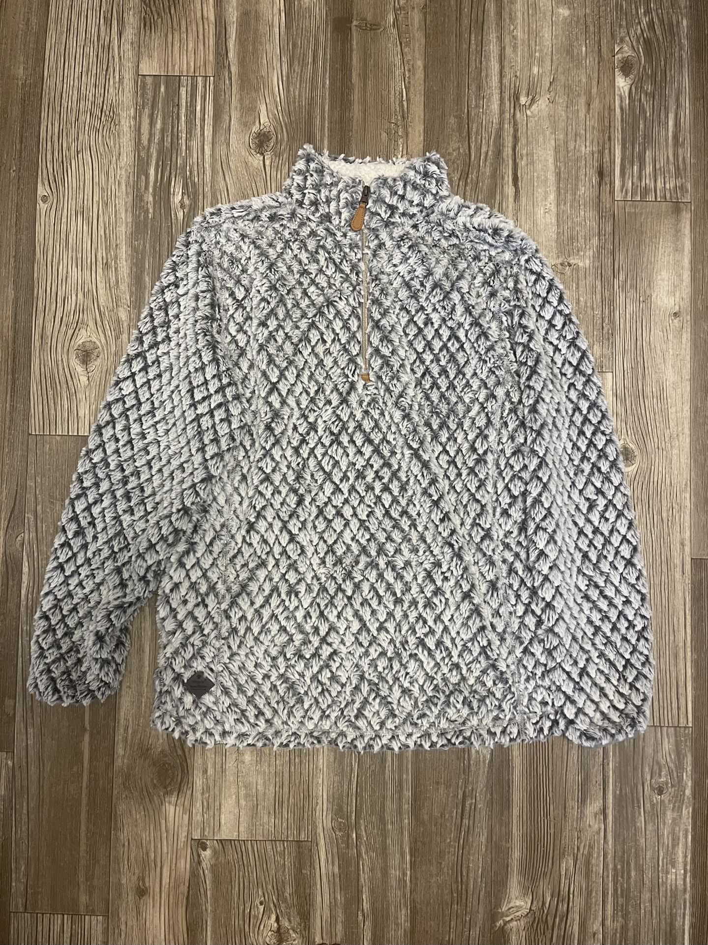 Size L SIMPLY SOUTHERN fuzzy sherpa teddy jacket   gray and white