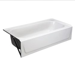 Bootz Industries Aloha 60" Alcove Soaking Bathtub, Left Drain, White Porcelain-Coated Steel
