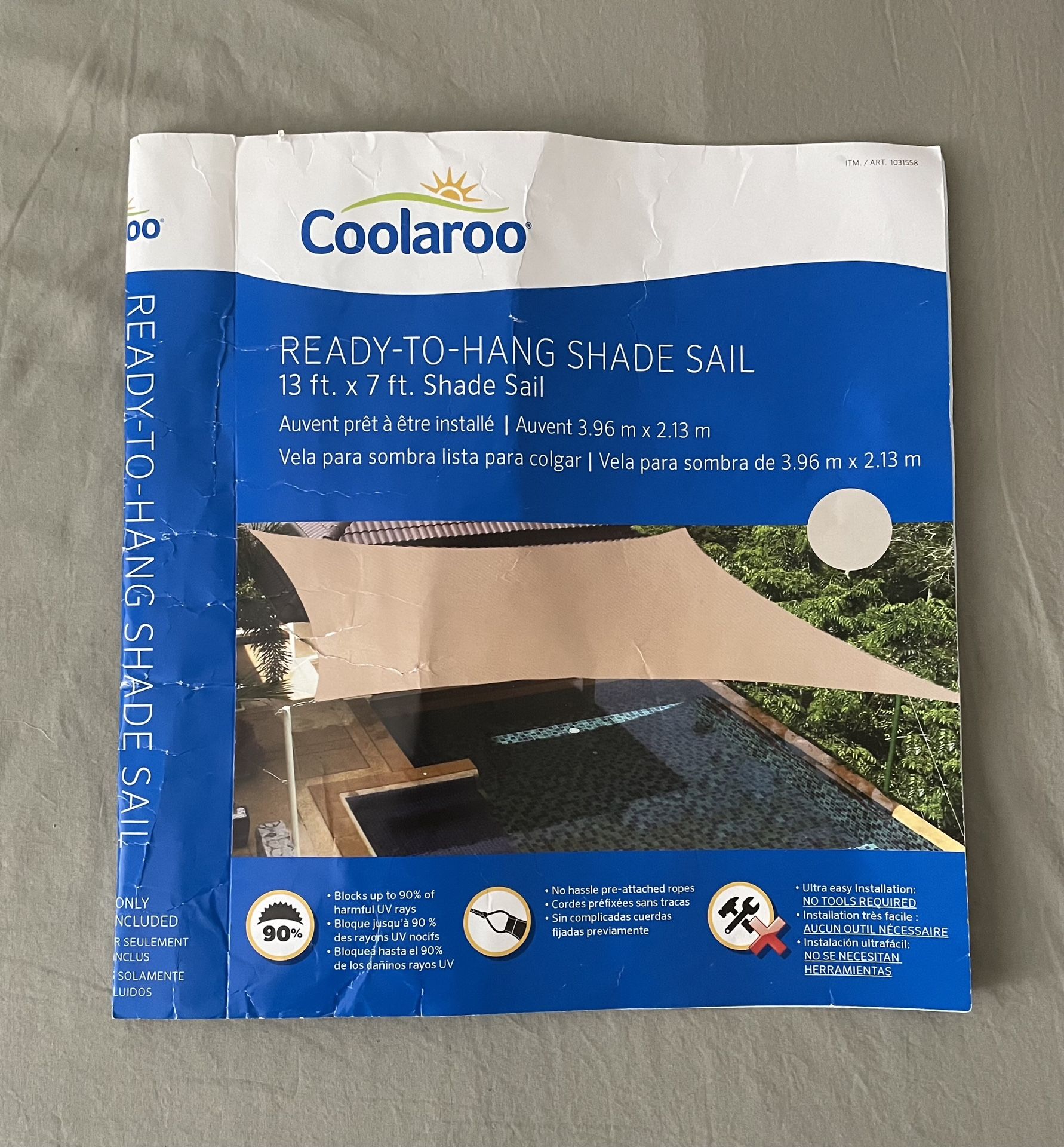 13ft x 7ft Coolaroo Rectangle Sun Shade Sail Canopy-NEW