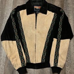 Vintage Cripple Creek Aztec Western Genuine Leather Jacket size XL
