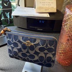 Coach denim wristlet
