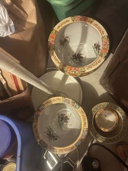 Set of 4 Vintage Asian Hand-Painted Ceramic fish Bowls Set