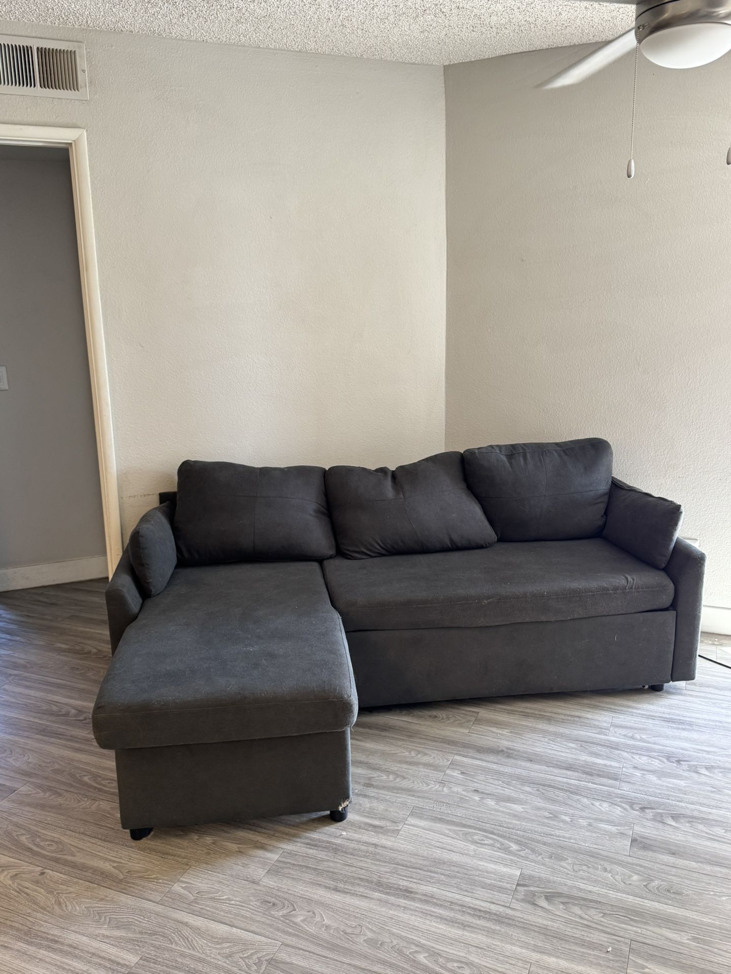 VanAcc Sleeper Sofa, Sofa Bed- 2 in 1 Pull Out Couch Bed with Storage Chaise, Sleeper Couch for Living Room, Grey Linen