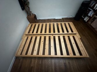 Full/double twin size low wooden bed frame (2 pieces)