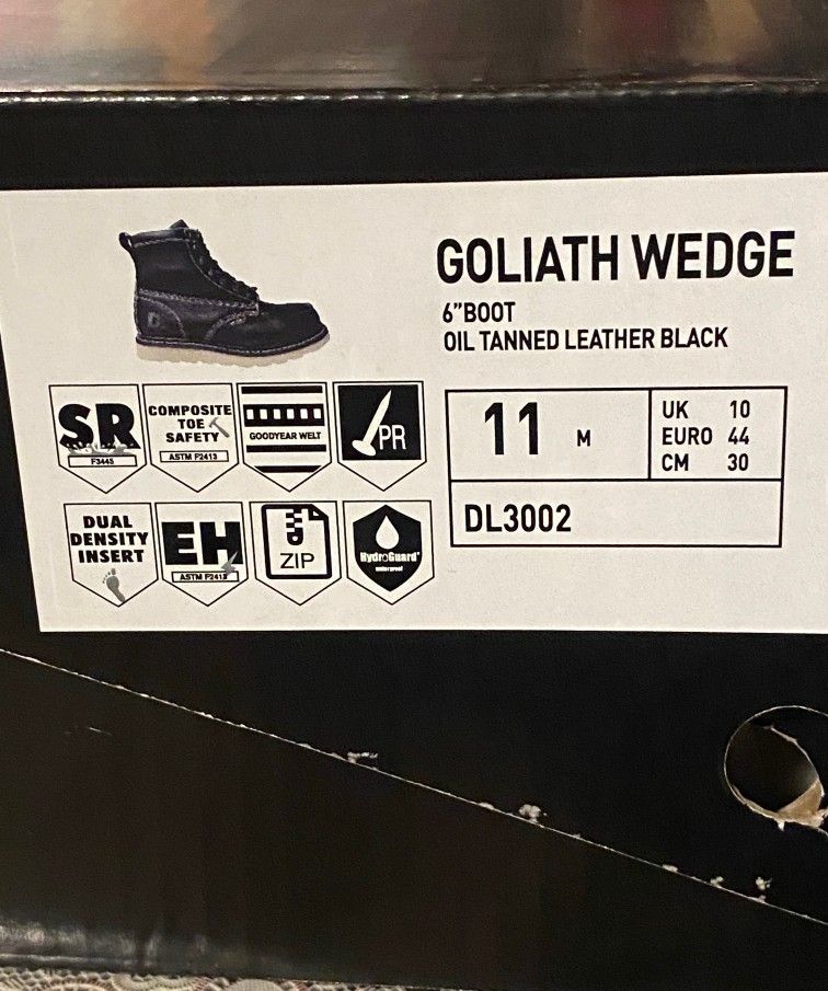 GOLIATH WEDGE 6"BOOT OIL TANNED LEATHER BLACK