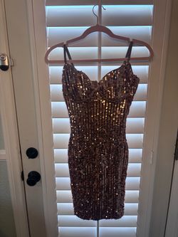 Brown gold sequin dress