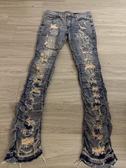 Distressed Stacked Flare Jeans
