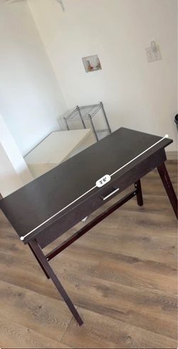 Dark Brown Writing Desk with Drawer - Compact Home Office Desk