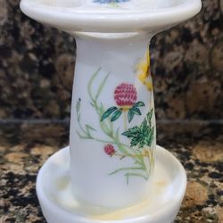 Vintage Ceramic Toothbrush Holder with Spring Floral Motif