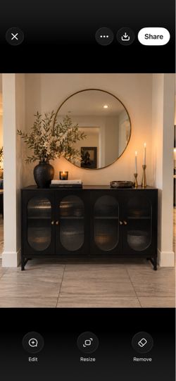 Black Sideboard Cabinet with Glass Doors