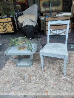 Vintage Chair And Accent Table