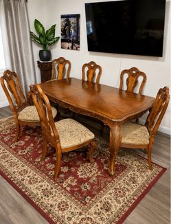 Dining table and six chairs