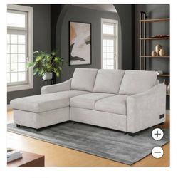 Coddle Aria Fabric Sleeper Sofa with Reversible Chaise and Storage, Beige