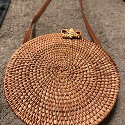 Wicker Purse Crossbody Round