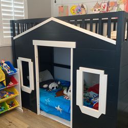 House Twin Over Twin Bunk Bed Wood Solid