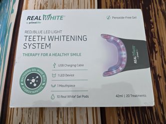 Primal Life Organics V4 Real White Red/Blue LED Light Teeth Whitening System - Includes 20 Treatments