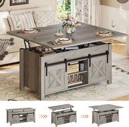 Lift Top Coffee Table with Sliding Barn Doors