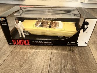 Diecast 1/18 scale Scarface 1963 Cadillac Series 62 JADA Limited Movie Diecast Montana brand New box in perfect condition