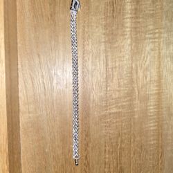 Micro Diamond Prong Cuban Bracelet-6mm-6inches-14k White Gold Plated-Cubic Zirconia 