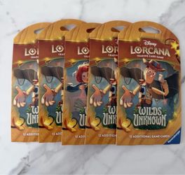 Disney Lorcana TCG Wilds Unknown Sleeved Booster Packs X5 English