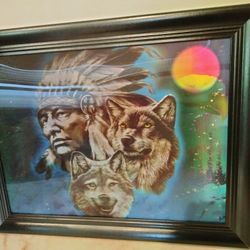Native American 3d Holographic 3 In 1 Pictures That Change As You Move 14/ Inches Tall 18/Wide