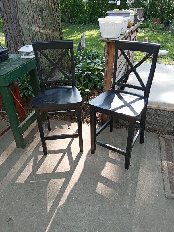Set Of Black Snack Bar Stools