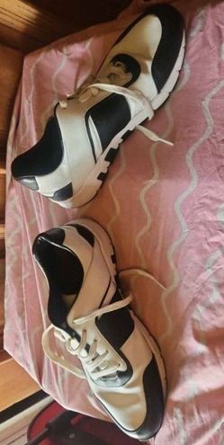 Mena Black and White Sheepskin Sneakers