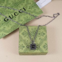 Gucci Men's Sterling Silver Interlocking G Pendant Necklace