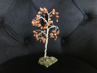Handmade Carnelian Gemstone Wire Tree on Stone Base