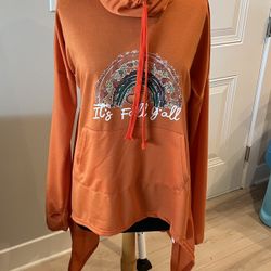 NWOT Orange “Its Fall Ya’ll” Southern Lightweight Hooded Sweatshirt sz XL