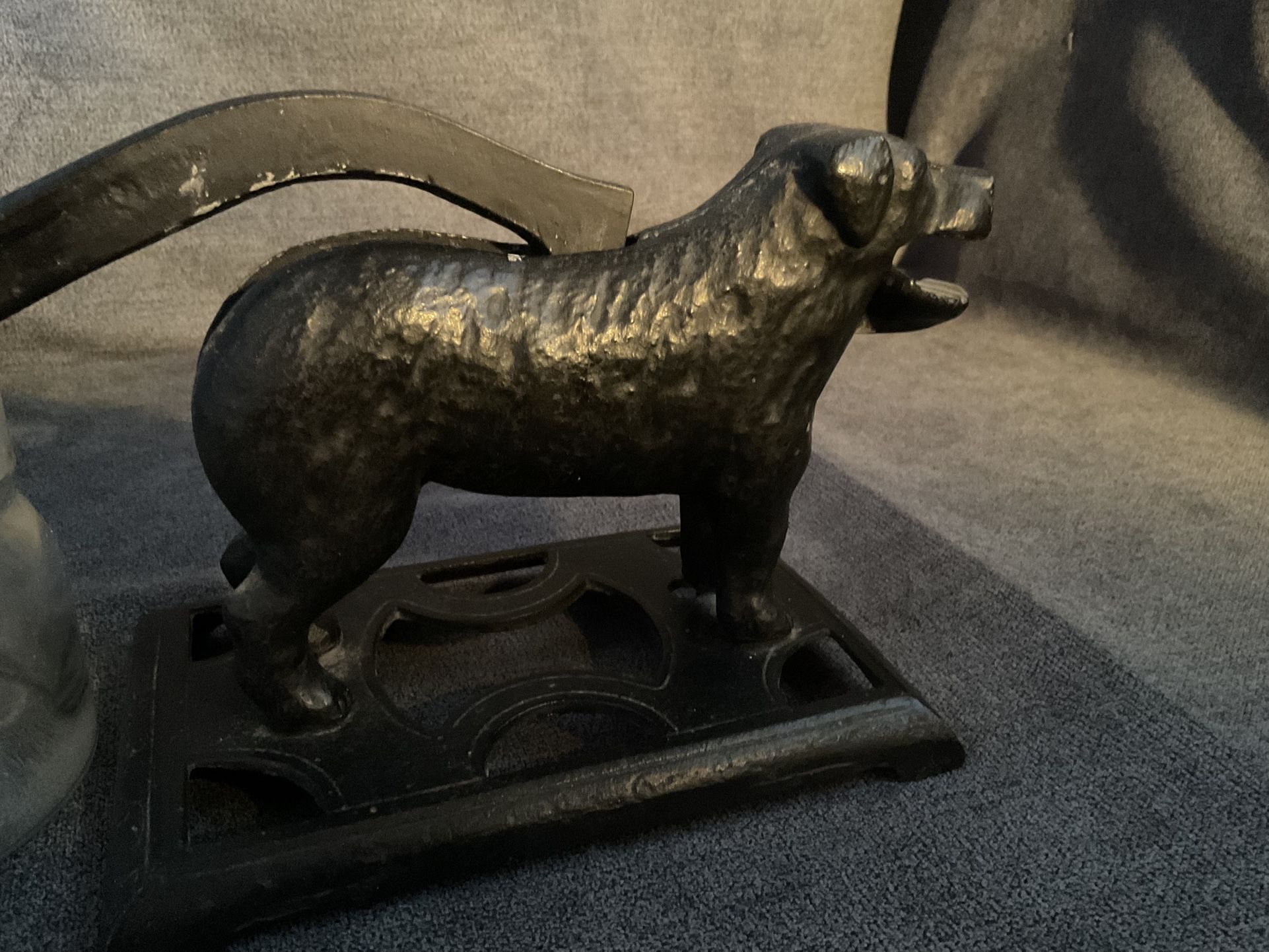 Antique Cast Iron Base And Aluminum Dog Nutcracker